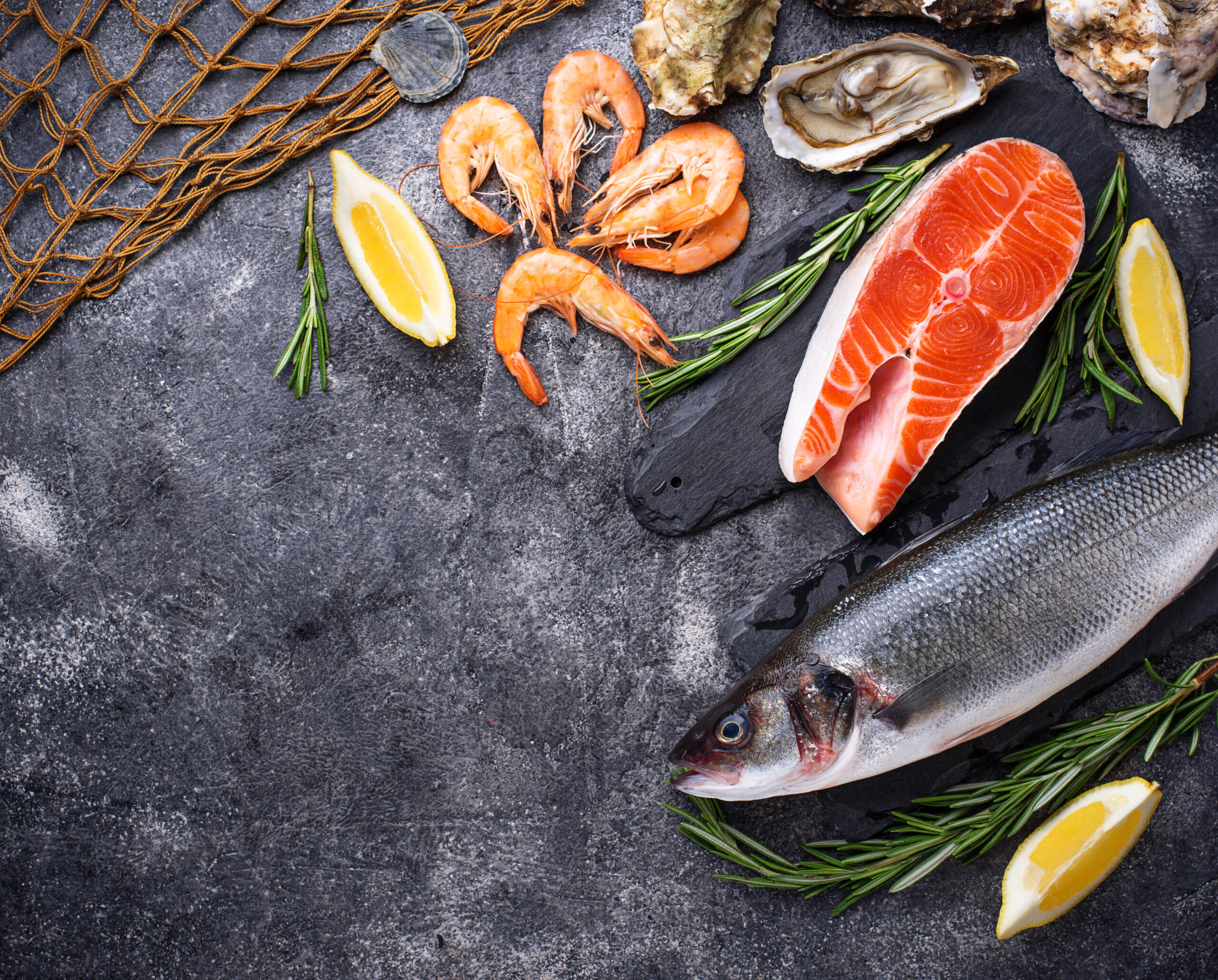 Salmón, róbalo y camarones Los Andes