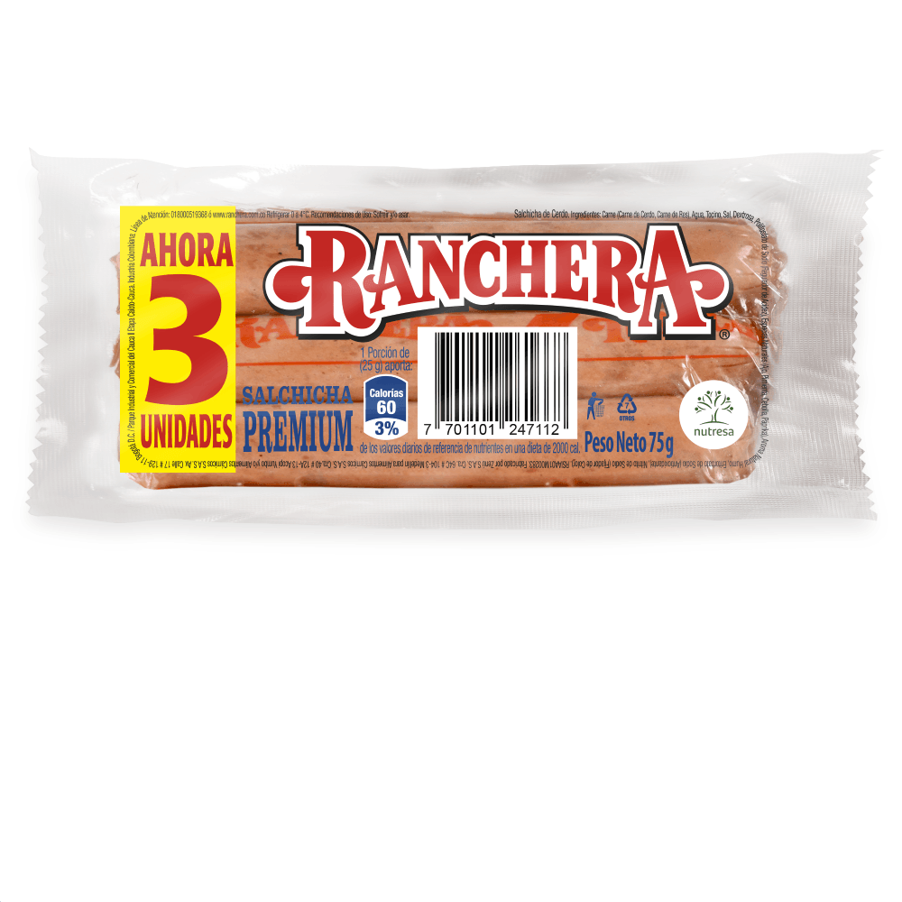 SALCHICHA RANCHERA TRIPACK X 75 GR